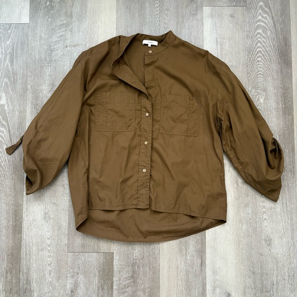 VINCE D-Ring Sleeve Utility Shirt in Cottonwood Brown - Picture 2 of 15